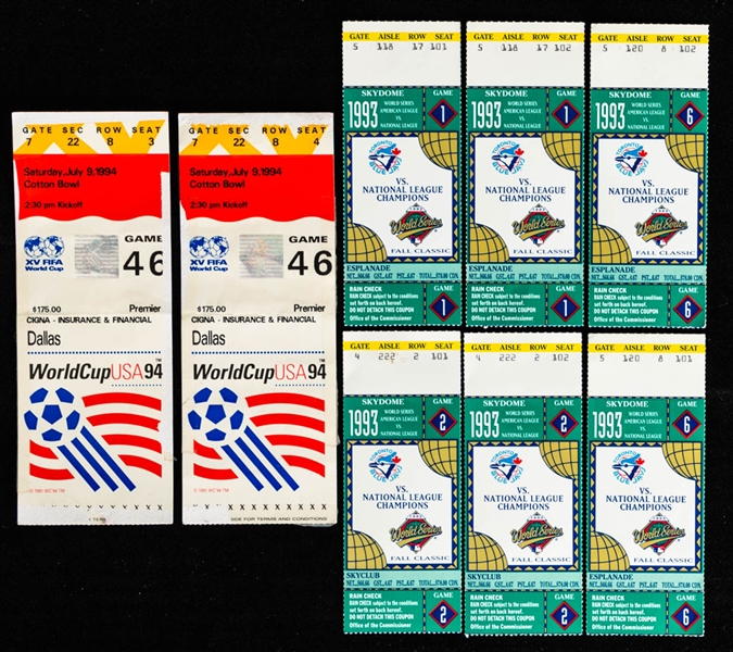 Toronto Blue Jays 1992 and 1993 World Series Tickets and Memorabilia Collection 