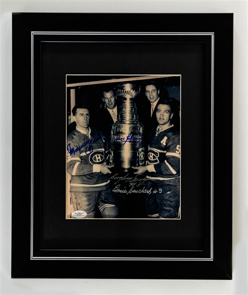 Deceased HOFers Maurice Richard, Jean Beliveau, Boob Boom Geoffrion and Butch Bouchard Signed Framed Photo (14 1/2" x 17 1/2") - JSA Authenticated 