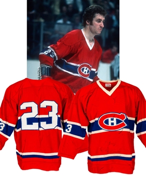 Bob Gaineys 1975-76 Montreal Canadiens Game-Worn Jersey - Team Repairs! - Photo-Matched!