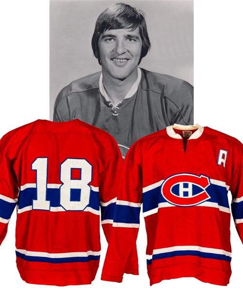 Serge Savards 1974-75 Montreal Canadiens Game-Worn Alternate Captains Jersey - Team Repairs! - Photo-Matched!