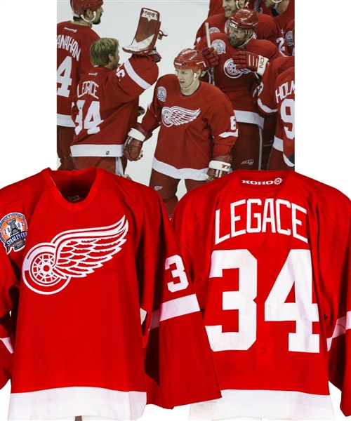 Manny Legaces 2001-02 Detroit Red Wings Game-Worn Playoffs Jersey with Team COA - 2002 Stanley Cup Finals Patch!