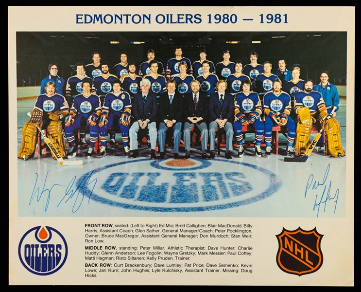 Edmonton Oilers 1980-81 Team Photo Signed by Gretzky and Coffey with LOA