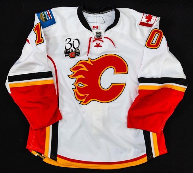 Brian McGrattan’s 2009-10 Calgary Flames Game-Issued Jersey - Additional 2nd Fight Strap! - 30th Patch!