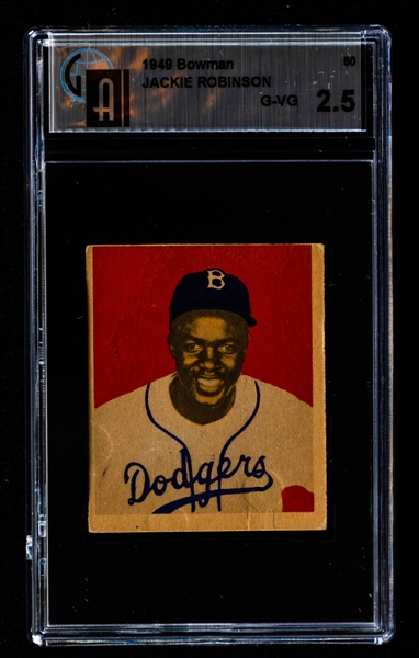1949 Bowman Baseball Card #50 HOFer Jackie Robinson Rookie - Graded GAI 2.5