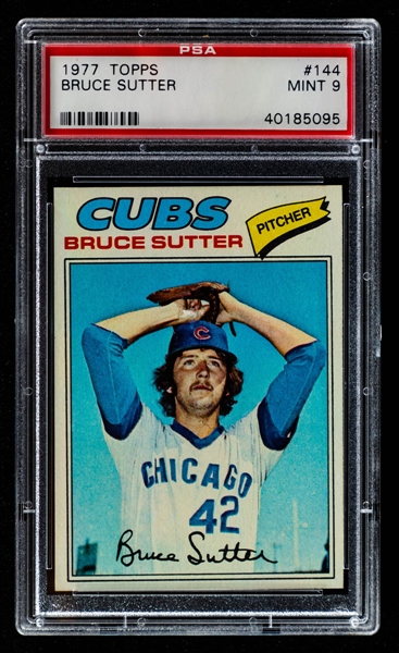 1977 Topps Baseball Card #144 HOFer Bruce Sutter Rookie - Graded PSA 9