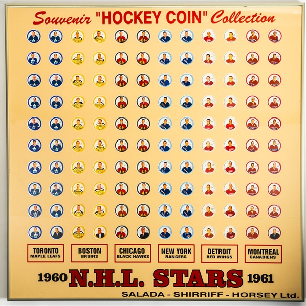 1960-61 Shirriff Hockey Coin Complete Set Framed Display