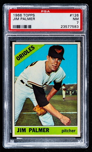 1966 Topps Baseball Card #126 HOFer Jim Palmer Rookie – Graded PSA 7