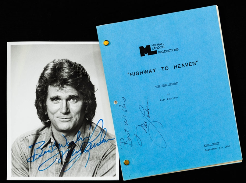 Michael Landon Signed 1985 Highway to Heaven “The Good Doctor” Script and Signed Photo with COAs 