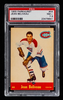 1955-56 Parkhurst Hockey Card #44 HOFer Jean Beliveau - Graded PSA 7.5