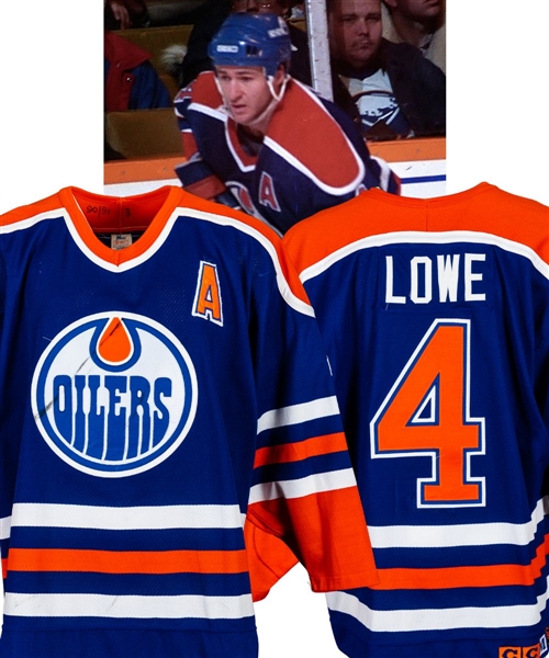 Kevin Lowes 1990-91 Edmonton Oilers Game-Worn Alternate Captains Playoffs Jersey with LOA - Team Repairs!