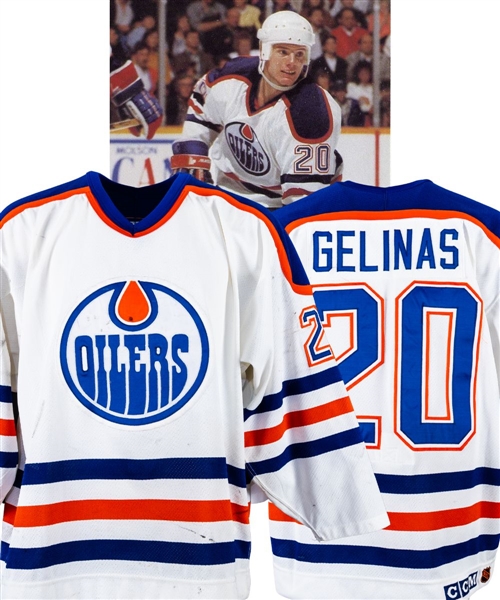 Martin Gelinas 1990-91 Edmonton Oilers Game-Worn Playoffs Jersey with LOA - Team Repairs!