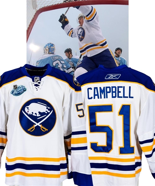 Brian Campbell’s 2008 NHL Winter Classic Buffalo Sabres Game-Worn Second Period Jersey with LOA - Scored Game-Tying Goal in 2nd Period!