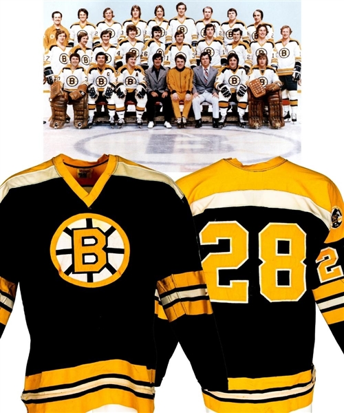Boston Bruins 1973-74 Game-Worn Jersey Attributed to Doug Roberts/Bob Gryp - Team Repairs! - 50th Patches!