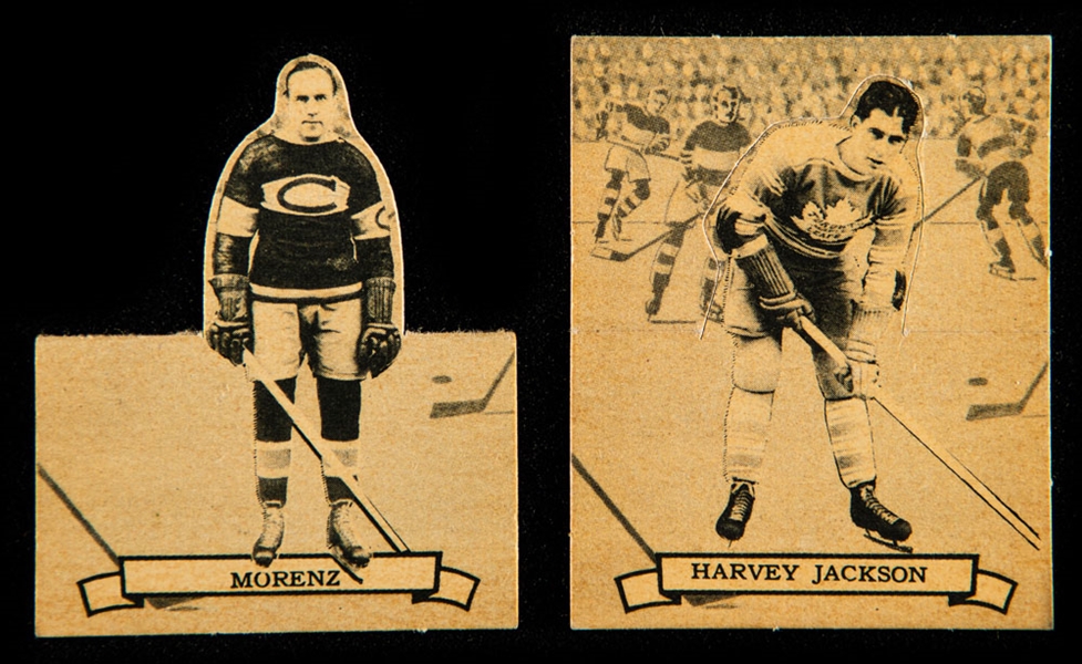 1936-37 O-Pee-Chee Series "D" (V304D) Hockey Card #121 HOFer Howie Morenz and #124 HOFer Harvey Jackson
