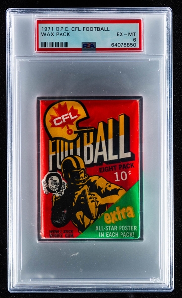 1971 O-Pee-Chee CFL Football Unopened Wax Pack - Graded PSA EX-MT 6
