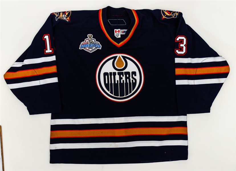 Todd Harvey’s 2005-06 Edmonton Oilers Game-Issued Stanley Cup Finals Jersey with MeiGray LOA - 2006 Stanley Cup Finals Patch!