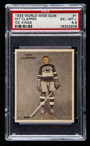 1933-34 World Wide Gum Ice Kings (V357) Hockey Card #1 HOFer Dit Clapper Rookie - Graded PSA 6.5