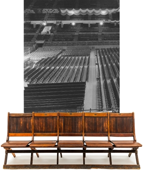 Madison Square Garden 1925-1968 Original Row of Five Attached Wooden Chairs with LOA