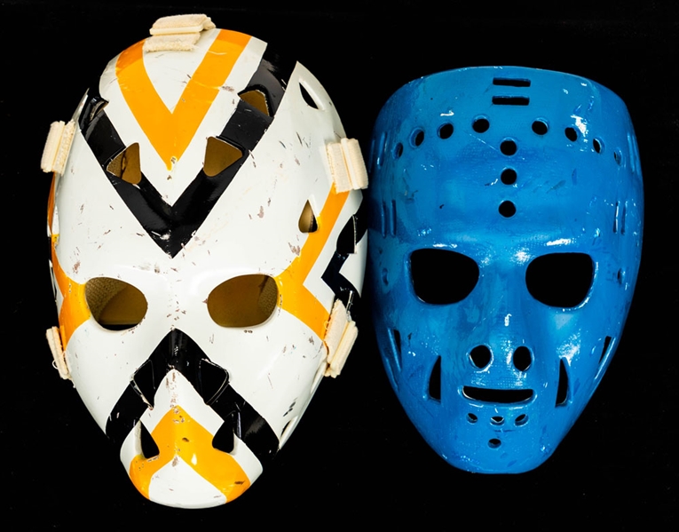 Denis Heron and Jim Rutherford Pittsburgh Penguins Replica Fiberglass Goalie Masks by Don Scott 