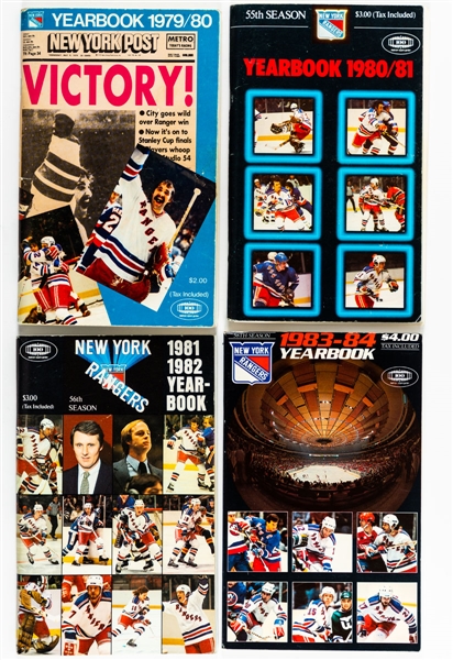 New York Rangers "Blue Book" 1965-66 to 1987-88 Media Guide Collection of 30 including 1979-80, 1980-81, 1981-82 and 1983-84 Team-Signed Guides - Allen Abel Collection  