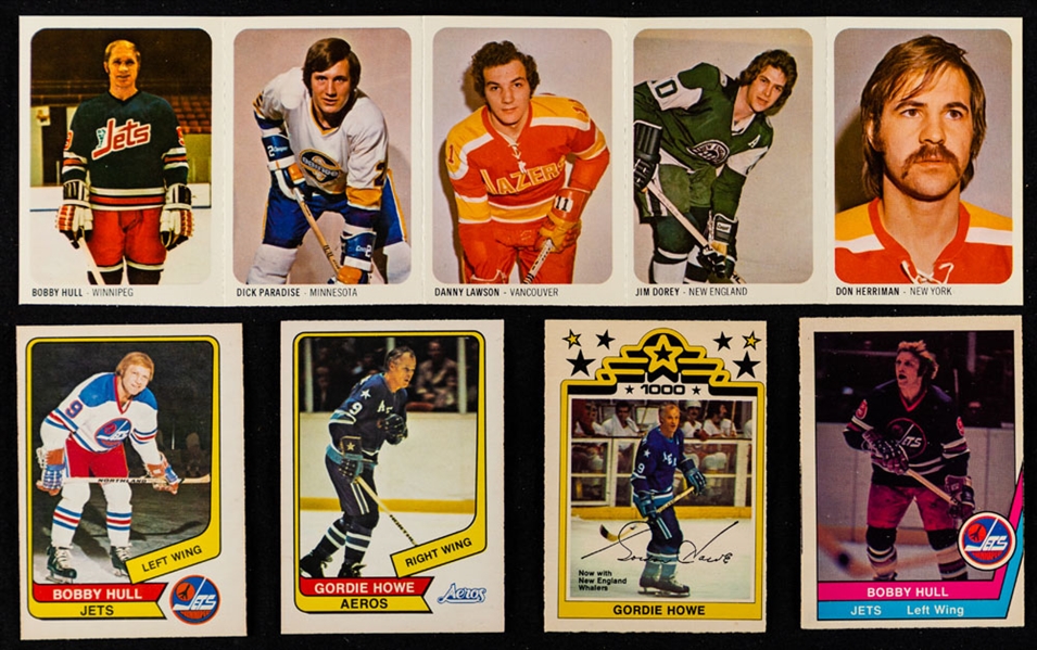 1973-74 WHA Quaker Hockey Undetached Complete 50-Card Set, 1973-74 WHA Complete 20-Poster Set and 1976-77 & 1977-78 O-Pee-Chee Hockey WHA Complete Sets (2)