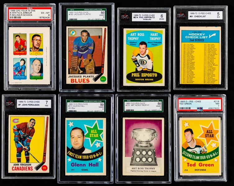 Late-1960s to 1980s Hockey Cards (1500+) Including 1969-70 O-Pee-Chee Graded Cards (15), 1969-70 O-Pee-Chee (180+), 1970-71 O-Pee-Chee/Topps Sticker Stamps (28) and Other Various Years