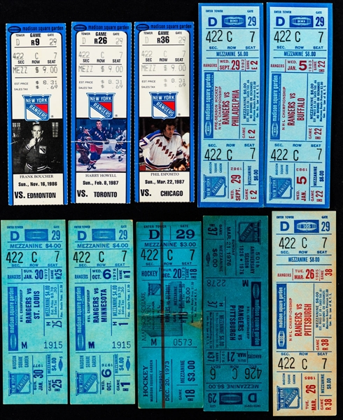 The Ultimate New York Rangers 1960s-1980s Ticket Stub Collection of 600 – Allen Abel Collection 