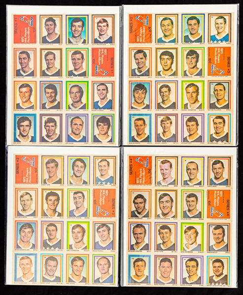 1972-73 Eddie Sargent Complete Hockey Stamp Set in Panels (224 Stamps Total)