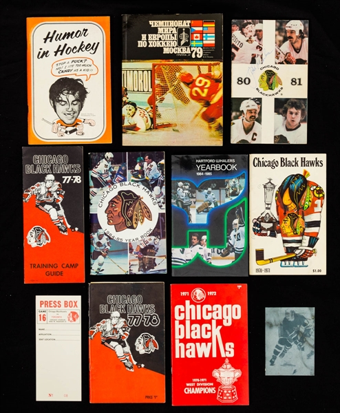 Vintage Late-1960s to Mid-1980s NHL Programs, Publications, Ticket Stubs and Press Passes (80) - Allen Abel Collection 