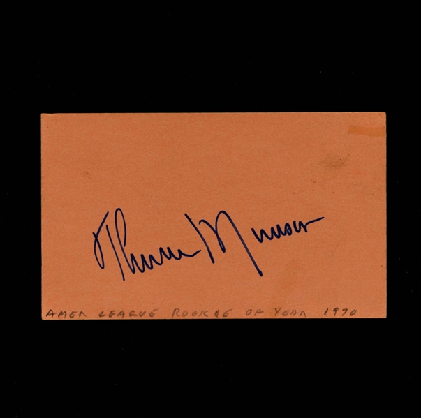 New York Yankees Great Thurman Munson Signed Index Card with JSA LOA