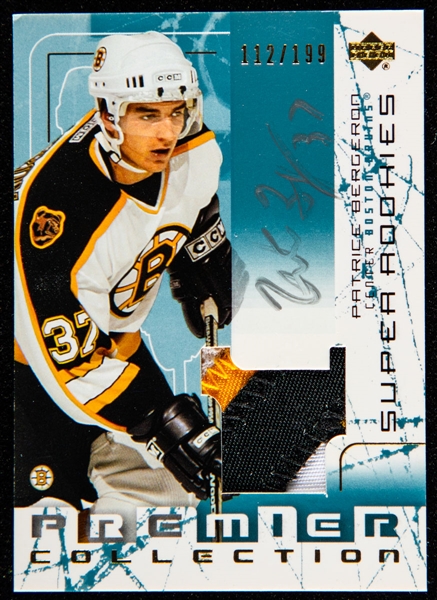 2003-04 Upper Deck Premiere Collection Autographed Super Rookies Hockey Card #109 Patrice Bergeron (112/199)