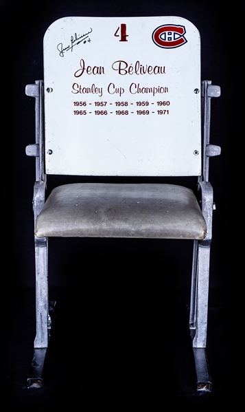 Montreal Forum White Single Seat Signed by Jean Beliveau
