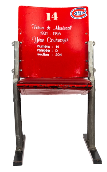 Yvan Cournoyer Signed Montreal Forum Red Seat (34")