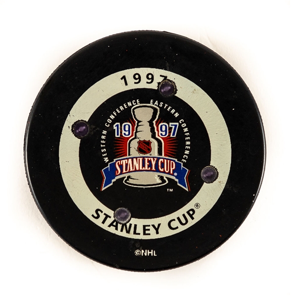 Scarce 1997 Stanley Cup Finals FoxTrax Game-Used NHL Puck 
