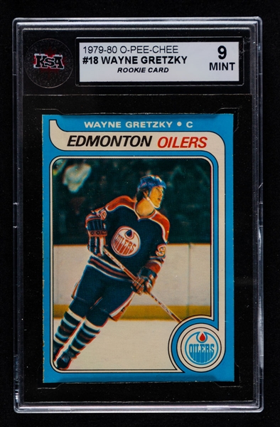 1979-80 O-Pee-Chee Hockey Card #18 HOFer Wayne Gretzky Rookie - Graded KSA 9