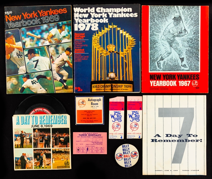 New York Yankees 1960s/70s Program, Yearbook and Ticket Stub Collection of 84 - Allen Abel Collection 