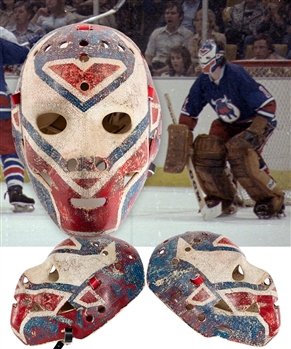 Mid-to-Late-1970s Game-Worn Fiberglass Goalie Mask Made by Gregg Harrison - Attributed to Wayne Wood with the WHA Birmingham Bulls 