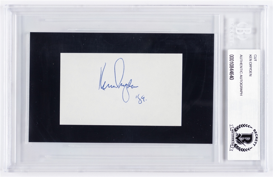 HOFer Ken Dryden Signed Cut - Beckett Certified Authentic Autograph