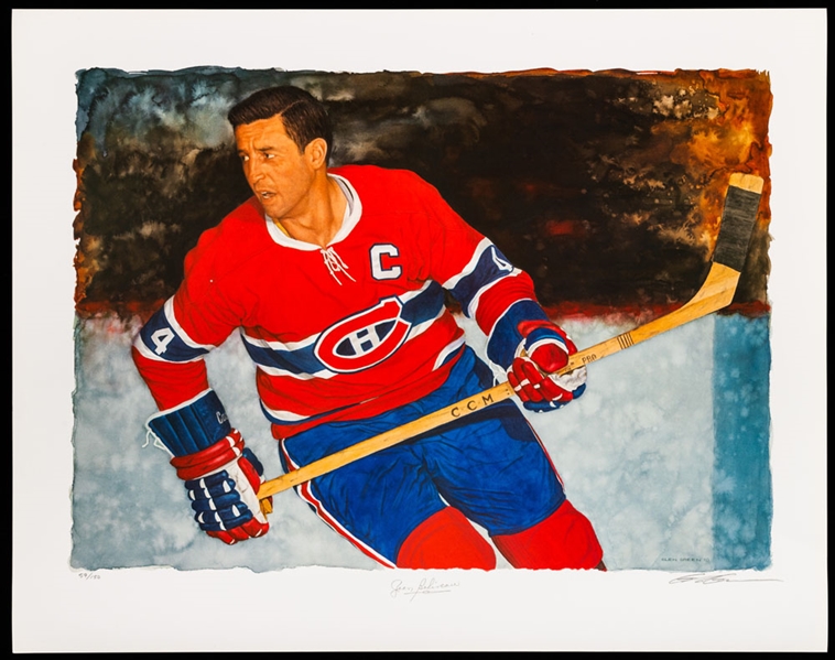 Jean Beliveau Signed Montreal Canadiens Limited-Edition Glen Green Lithograph with LOA (24 ½” x 31”)