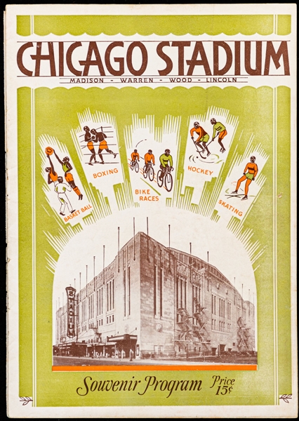 Chicago Stadium 1930-31 AHA Program - Chicago Shamrocks vs Kansas City Pla-Mors