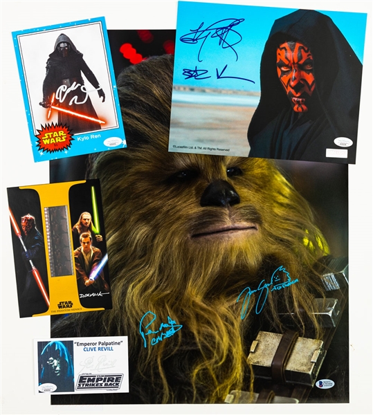 Star Wars Autograph Collection (11 Pieces) Including Mark Hamill (Luke Skywalker), Dave Prowse (Darth Vader), Peter Mayhem & Joonas Suotamo (Chewbacca), Jimmy Bulloch (Boba Fett) and Others - COAs