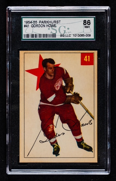 1954-55 Parkhurst Hockey Card #41 HOFer Gordie Howe - Graded SGC 86 NM+