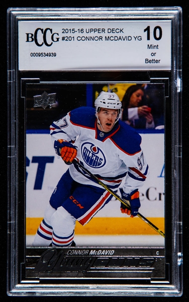 2015-16 Upper Deck Young Guns Hockey Card #201 Connor McDavid Rookie – Graded BCCG MINT 10