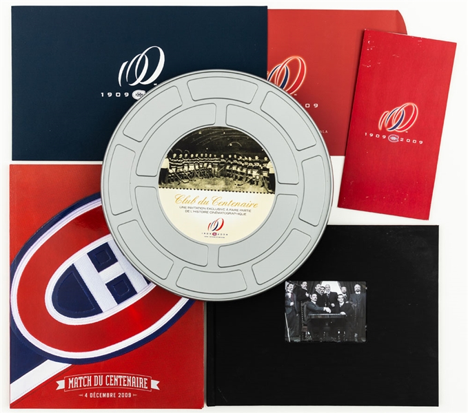 Montreal Canadiens 2009 Centennial Game Program, Game Ticket and Centennial Gala Invitation Plus Invitation to Participate in Centennial Movie and Book