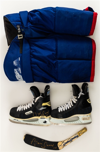 Brett Hull’s Late-1990s St. Louis Blues Game-Used Signed Bauer Supreme Skates, Christian Stick Blade and Tackla Game-Worn Photo-Matched Pants