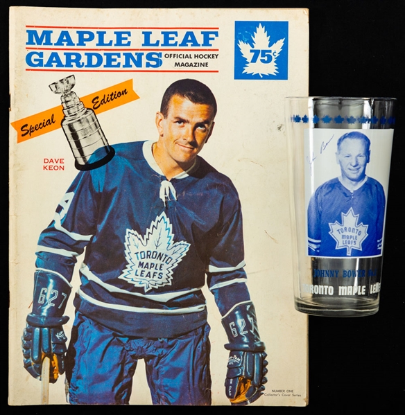 1967-68 Johnny Bower Toronto Maple Leafs York Peanut Butter Glass Plus April 18th 1967 Toronto Maple Leafs vs Chicago Black Hawks Playoffs Program