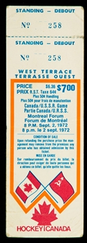 1972 Canada-Russia Series Game 1 Full Ticket from Montreal Forum 