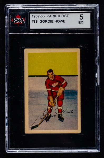 1952-53 Parkhurst Hockey Card #88 HOFer Gordie Howe - Graded KSA 5