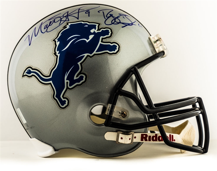Reggie Bush and Matt Stafford Dual-Signed Detroit Lions Full-Size Riddell Helmet with COAs