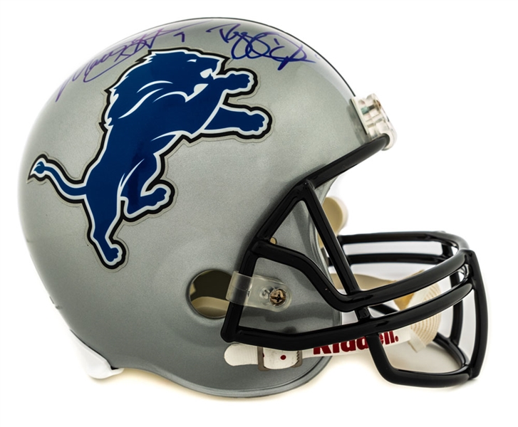 Reggie Bush and Matt Stafford Dual-Signed Detroit Lions Full-Size Riddell Helmet with COAs